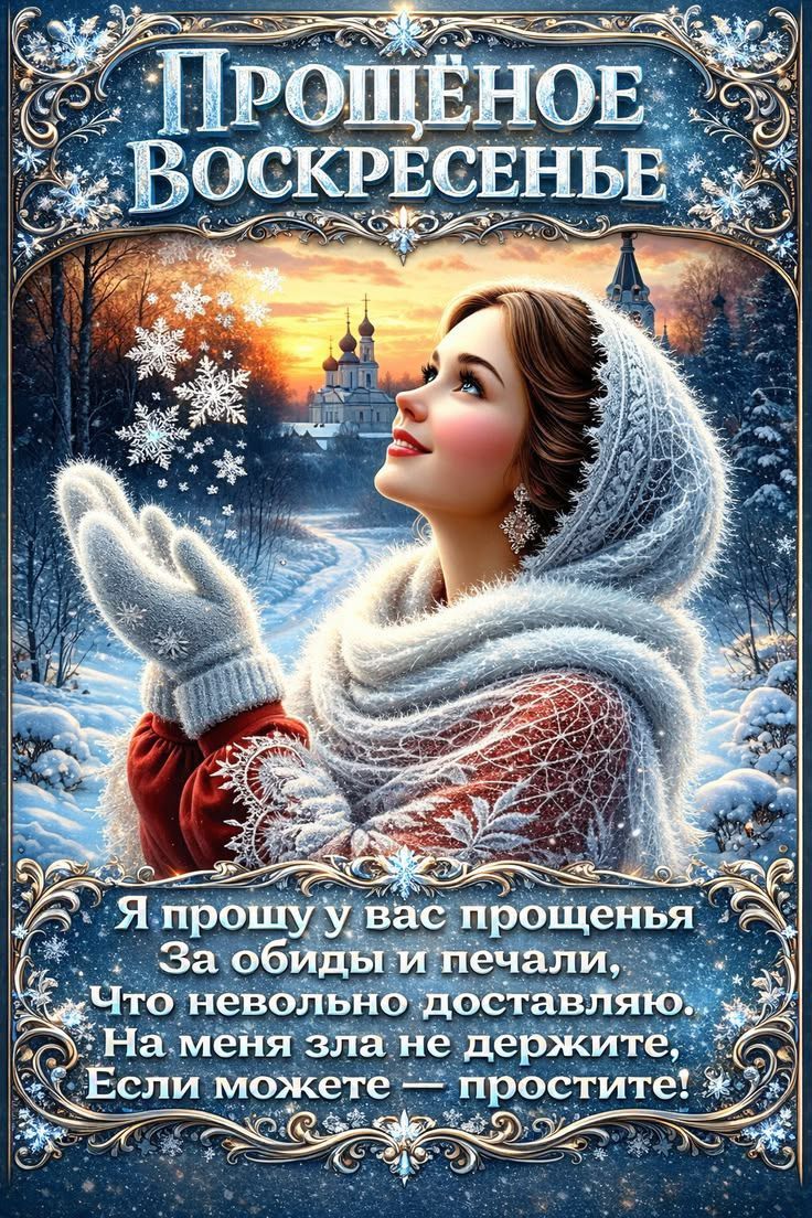 Прощенное воскресенье
Я прошу у вас прощенья За обиды и печали, Что неволно доставляю. На меня зла не держите, Если можете — простите!