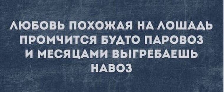 АЮБОВЬ ПОХОЖАЯ НА АОШААЬ ПРОМЧИТСЯ БУАТО ПАРОВОЗ И НЕСЯЦАМИ ВЫГРЕБАЕШЬ НАВОЗ