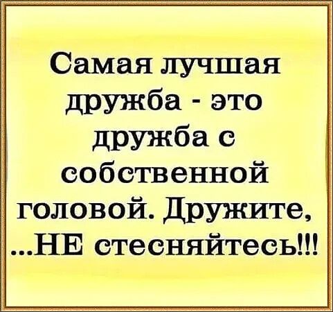 Самая лучшая дружба это дружба с собственной головой Дружите НЕ стесняйтесь