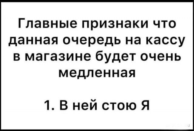 Главныепризнакичто даннаяочередьнакассу в магазине будет очень медленная 1 В ней стою Я