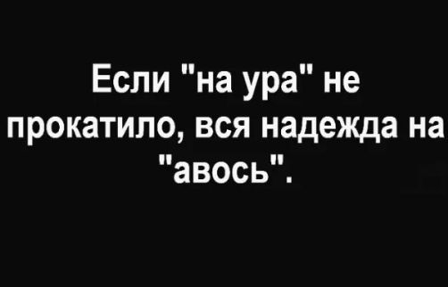 Если на ура не прокатило вся надежда на авось