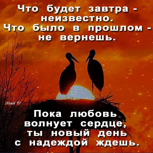 Что будет завтра неизвестно Чтоэбыло в прошлом не вернешь й Пока любовь волнует сердце ты новый день с надеждой ждешь та