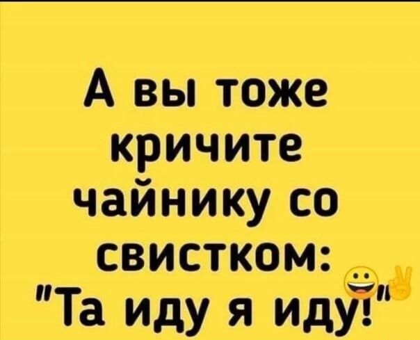 А вы тоже кричите чайнику со свистком Та иду я иду