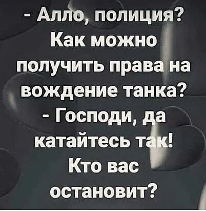 Алле полиция Как можно получить правана вождение танка Господи да катайтесь т Кто вас остановит