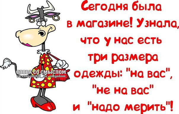 Сегодня была в магазине Узнала что у нас есть три размера Х одежды на вас не на вас и надо мерить