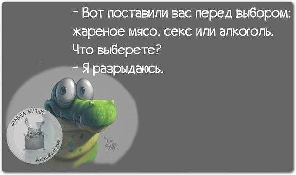 Вот поставили вас перед выбором жеареное мясо секс или алкоголь