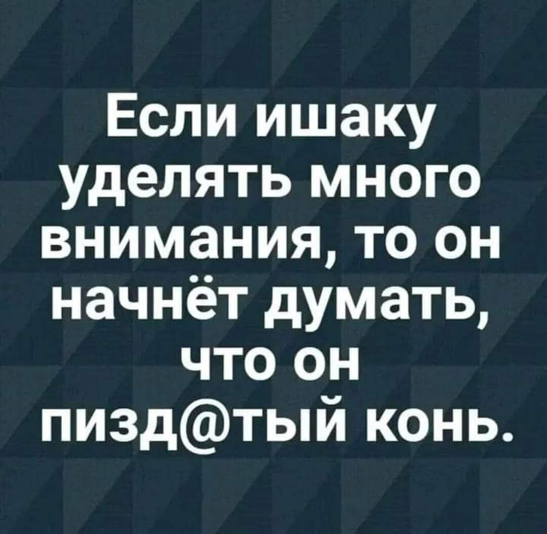 Если ишаку уделять много внимания, то он начнёт думать, что он пизд@тый конь.