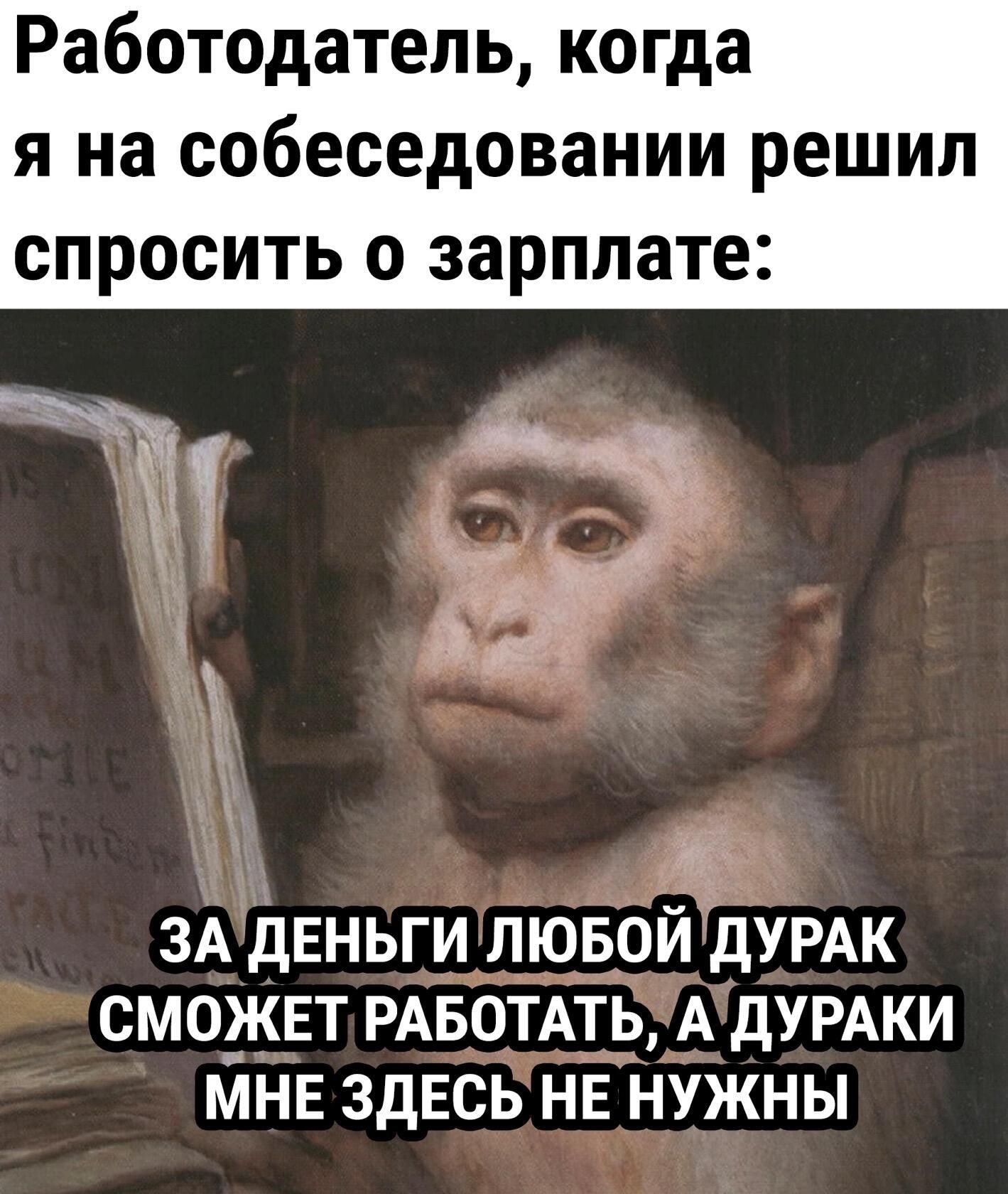 Работодатель, когда я на собеседовании решил спросить о зарплате:

ЗА ДЕНЬГИ ЛЮБОЙ ДУРАК СМОЖЕТ РАБОТАТЬ, А ДУРАКИ МНЕ ЗДЕСЬ НЕ НУЖНЫ