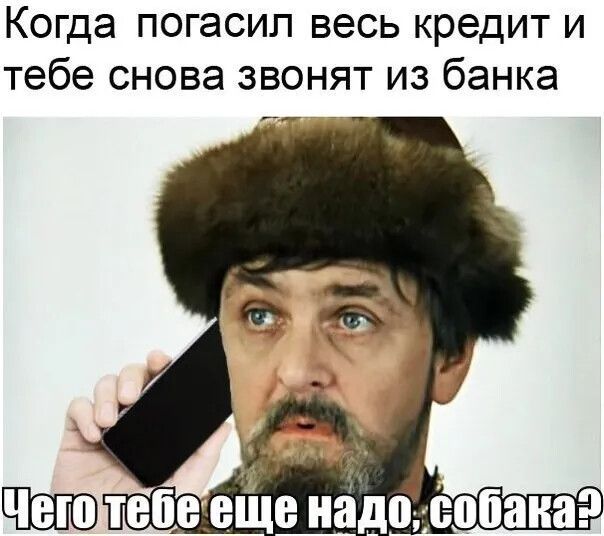 Когда погасил весь кредит и тебе снова звонят из банка
Чего тебе еще надо, собака?