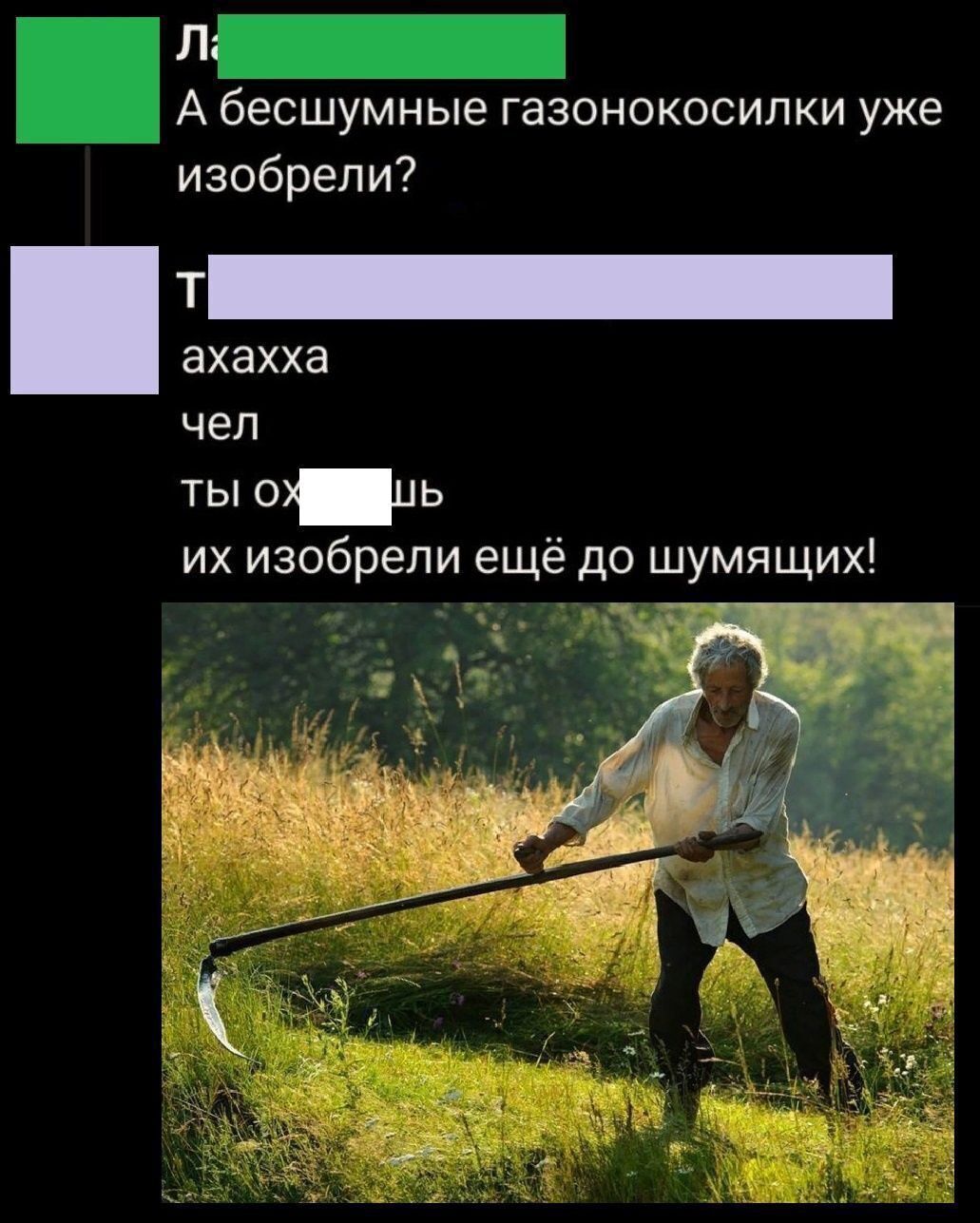 А бессшумные газонокосилки уже изобрели? axahxa чел ты ох*шь их изобрели ещё до шумящих!