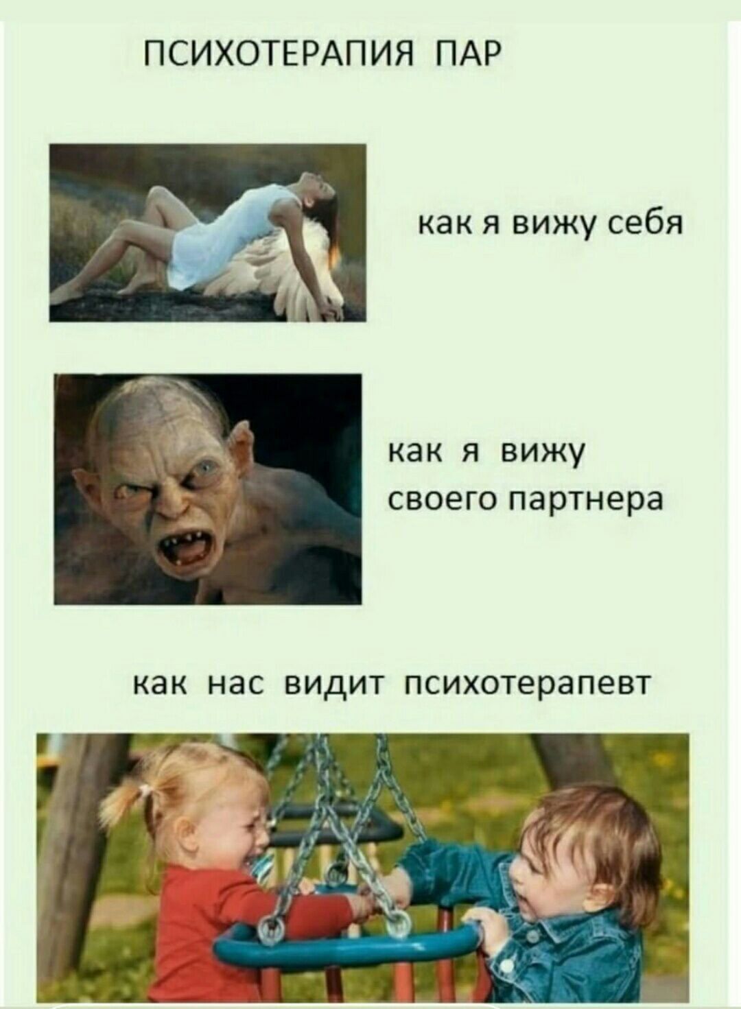 ПСИХОТЕРАПИЯ ПАР
как я вижу себя
как я вижу своего партнера
как нас видит психотерапевт