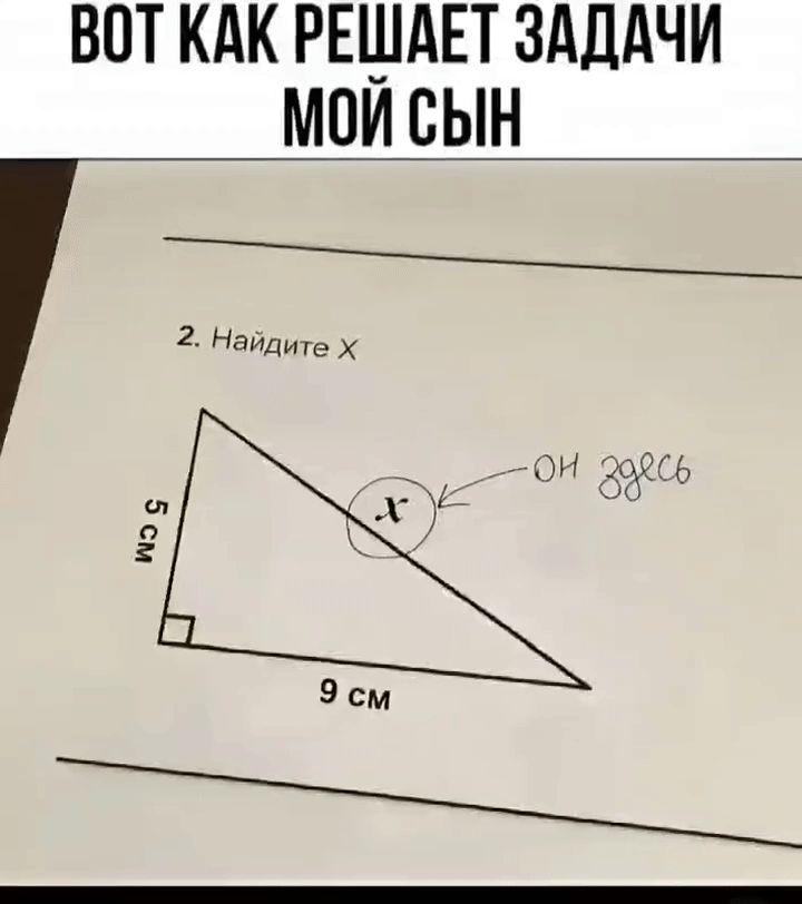 Вот как решает задачи мой сын
2. Найдите x
 он здесь