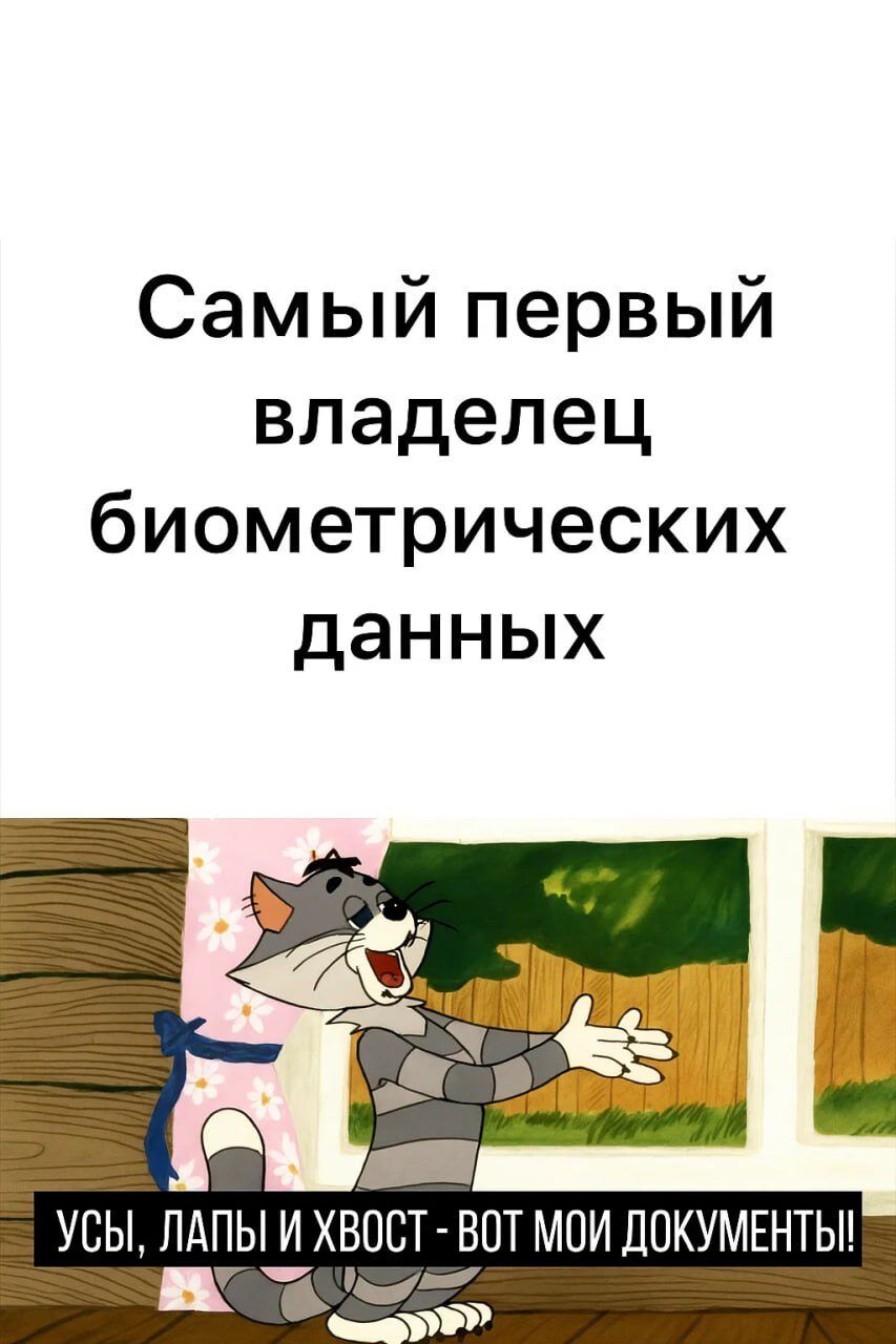 Самый первый владелец биометрических данных
УСЫ, ЛАПЫ И ХВОСТ - ВОТ МОИ ДОКУМЕНТЫ!