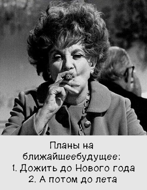 Планы на ближайшее будущее: 1. Дожить до Нового года 2. А потом до лета
