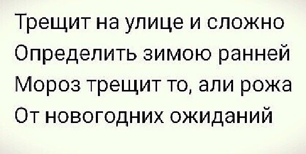 Трещит на улице и сложно Определить зимой ранней Мороз трещит то, али рожа От новогодних ожиданий