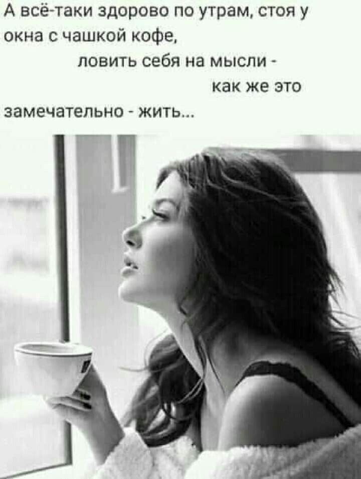 А всё-таки здорово по утрам, стоя у окна с чашкой кофе, ловить себя на мысли - как же это замечательно - жить...