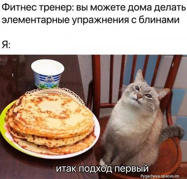 Фитнес тренер: вы можете дома делать элементарные упражнения с блинами

Я:

итак подход первый