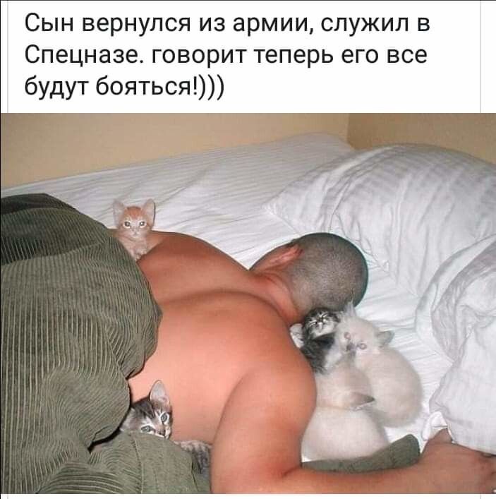 Сын вернулся из армии, служил в Спецназе. говорит теперь его все будут бояться!)))