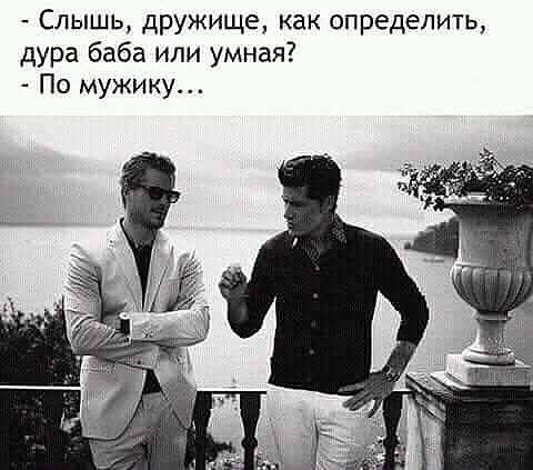 Слышь, дружище, как определить, дура баба или умная? - По мужику...