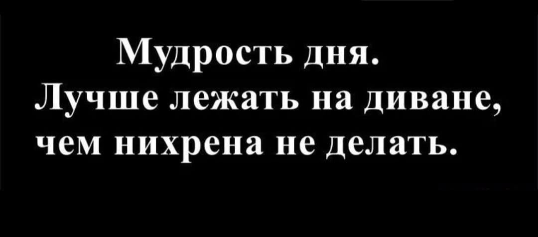 Мудрость дня. Лучше лежать на диване, чем ничего не делать.