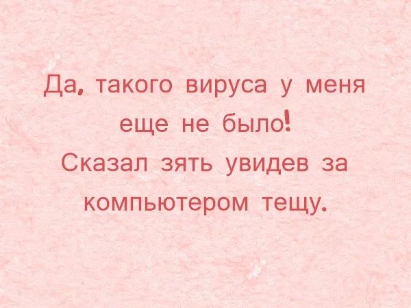 Да такого вируса у меня еще не было Сказал зять увидев за компьютером тещу