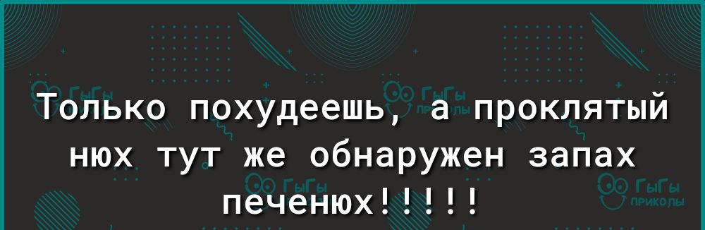 Только похудеешь а проклятый нюх тут же обнаружен запах печенюх