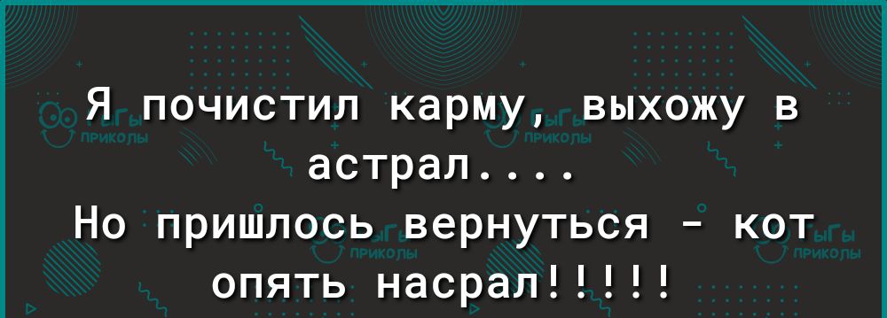 Я почистил карму выхожу в астрал Но пришлось вернуться кот опять насрал