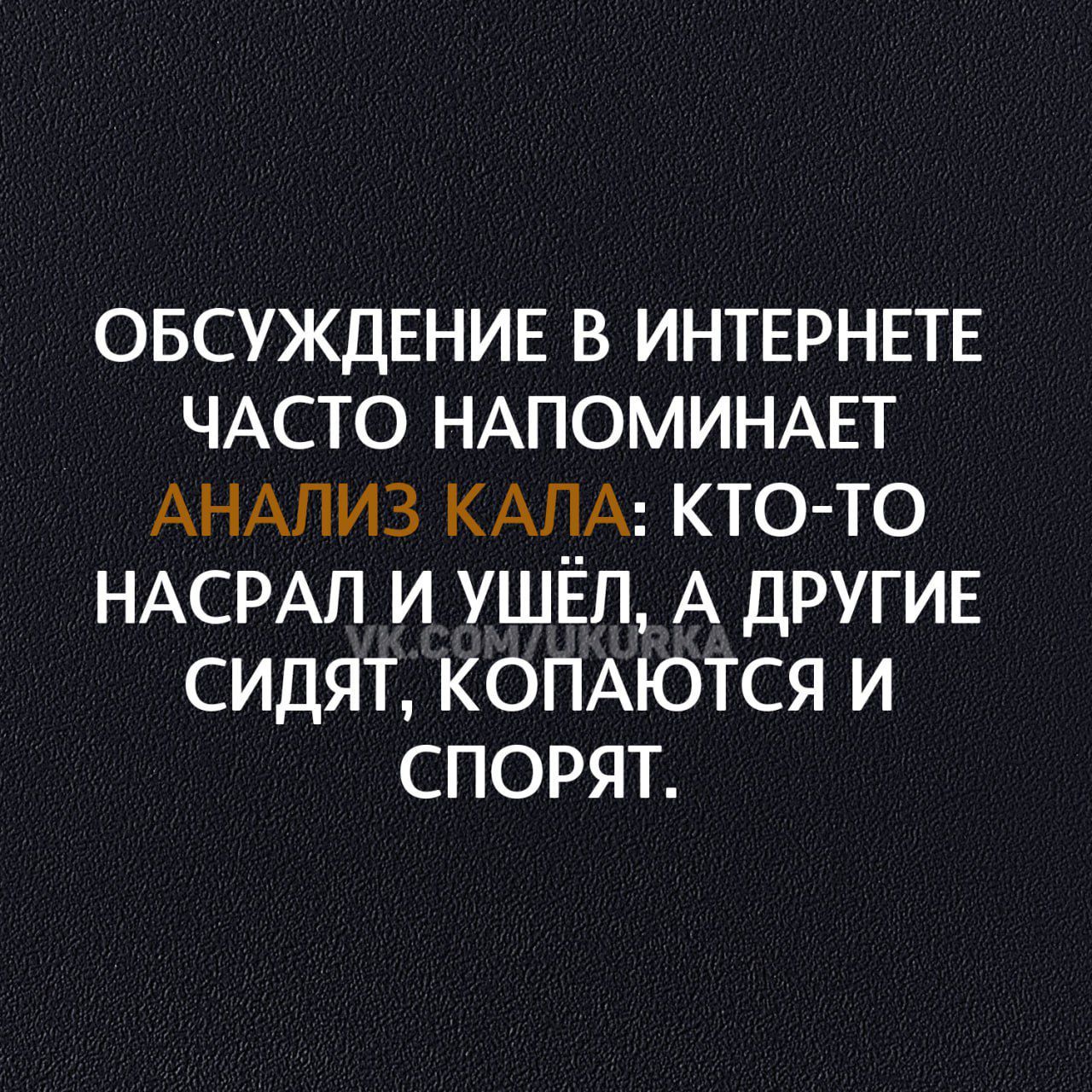 ОБСУЖДЕНИЕ В ИНТЕРНЕТЕ ЧАСТО НАПОМИНАЕТ АНАЛИЗ КАПА КТО ТО НАСРАП И УШЕЛ А ДРУГИЕ СИДЯТ КОПАЮТСЯ И СПОРЯТ