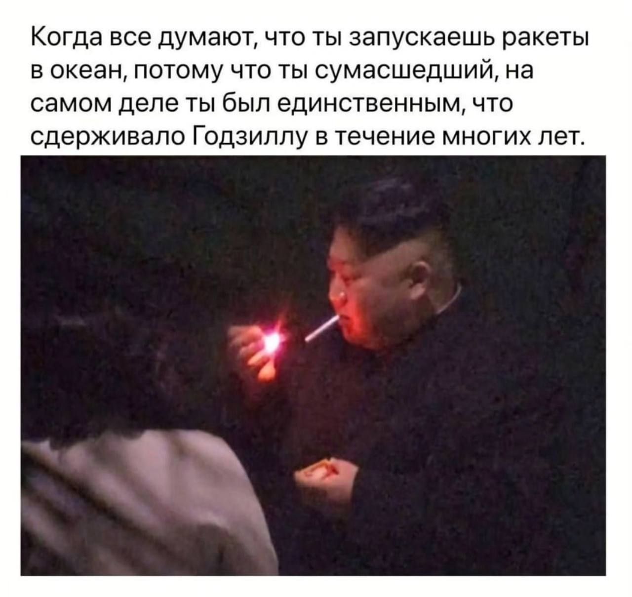 Когда все думают что ты запускаешь ракеты в екеан потому что ты сумасшедший на самом деле ты был единственным что сдерживало Годзилпу в течение многих лет
