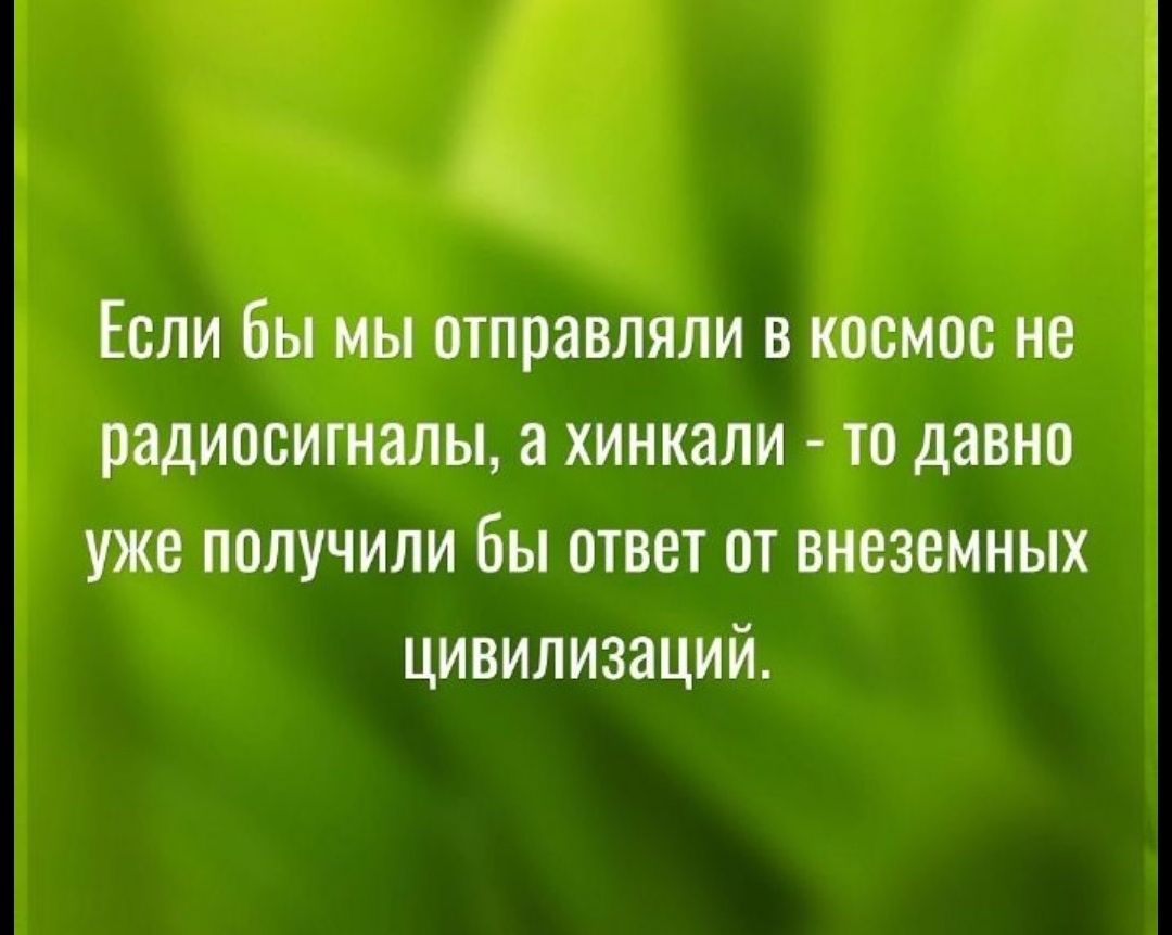 Если бы мы отправляли в космос не радиосигналы а хинкали то давно уже получили бы ответ от внеземных цИвилизаций