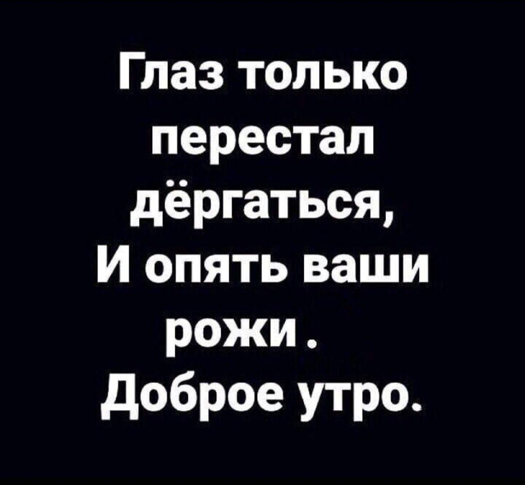 Глаз только перестал дёргаться И опять ваши рожи Доброе утро