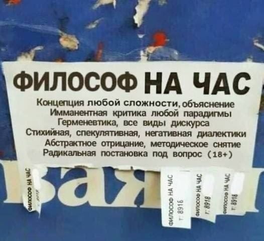 л ю Ф оь ФИЛОСОФ НА ЧАС Концепция любой сложности объяснение Имманентная критика любой парадигмы Герменевтика все виды дискурса Стихийная спекулятивная негативная диалектики Абстрактное отрицание методическое снятие Радикальная постановка под вопрос 18