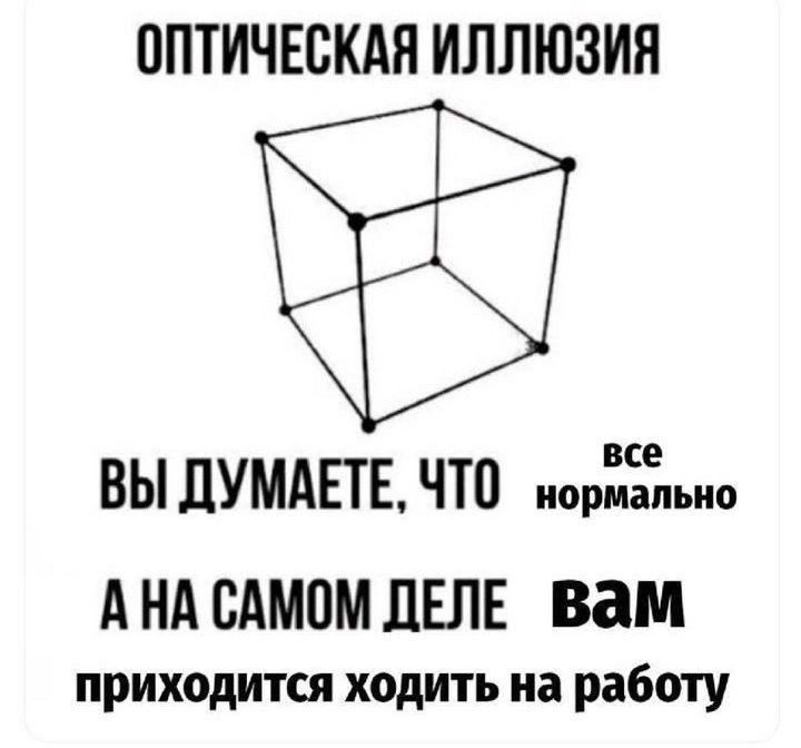 ОПТИЧЕСКАЯ ИЛЛЮЗИЯ ВЫ ДУМАЕТЕ ЧТО нормально АНА САМОМ ДЕЛЕ вам приходится ходить на работу