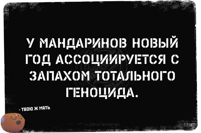 У МАНДАРИНОВ НОВЫЙ ГОД АССОЦИИРУЕТСЯ С ЗАПАХОМ ТОТАЛЬНОГО ГЕНОЦИДА