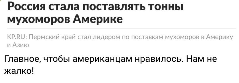 Россия стала поставлять тонны мухоморов Америке Главное чтобы американцам нравилось Нам не жалко