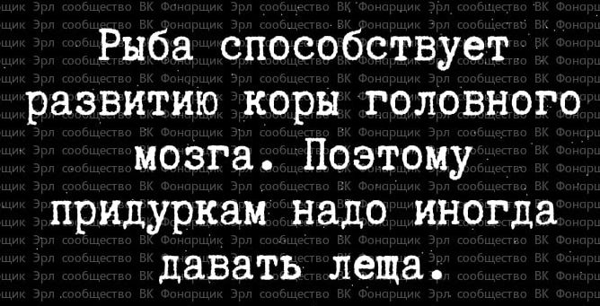 Рыба способствует развитию коры головного мозга Поэтому придуркам надо иногда давать леща