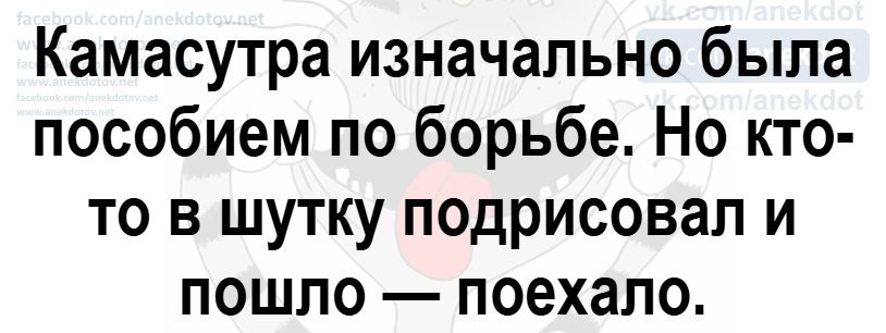 Камасутра изначально была пособием по борьбе Но кто то в шутку подрисовал и пошло поехало