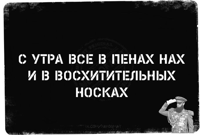 С УТРА ВСЕ В ПЕНАХ НАХ И В ВОСХИТИТЕЛЬНЫХ НОСКАХ