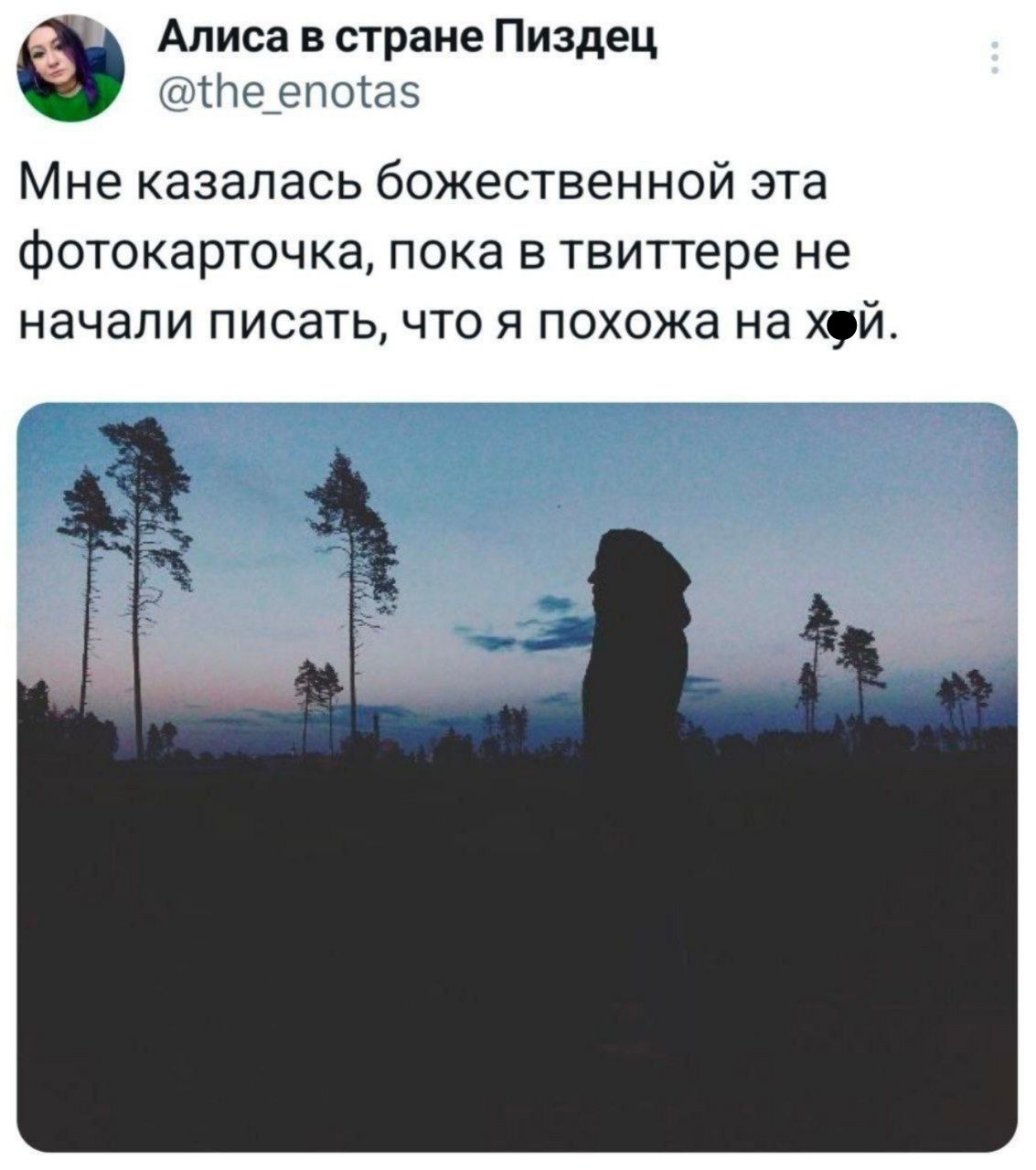 Мне казалась божественной эта фотокарточка, пока в твиттере не начали писать, что я похожа на х**.