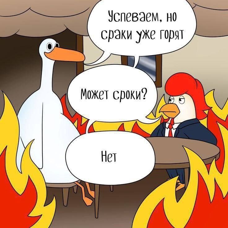 Успеваем, но сраки уже горят
Может сроки?
Нет
