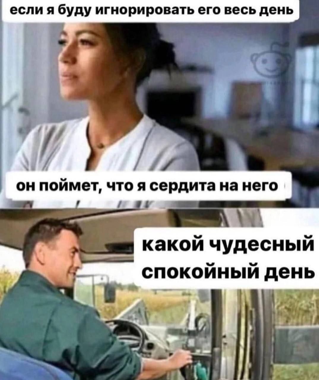 если я буду игнорировать его весь день
он поймет, что я сердита на него
какой чудесный спокойный день