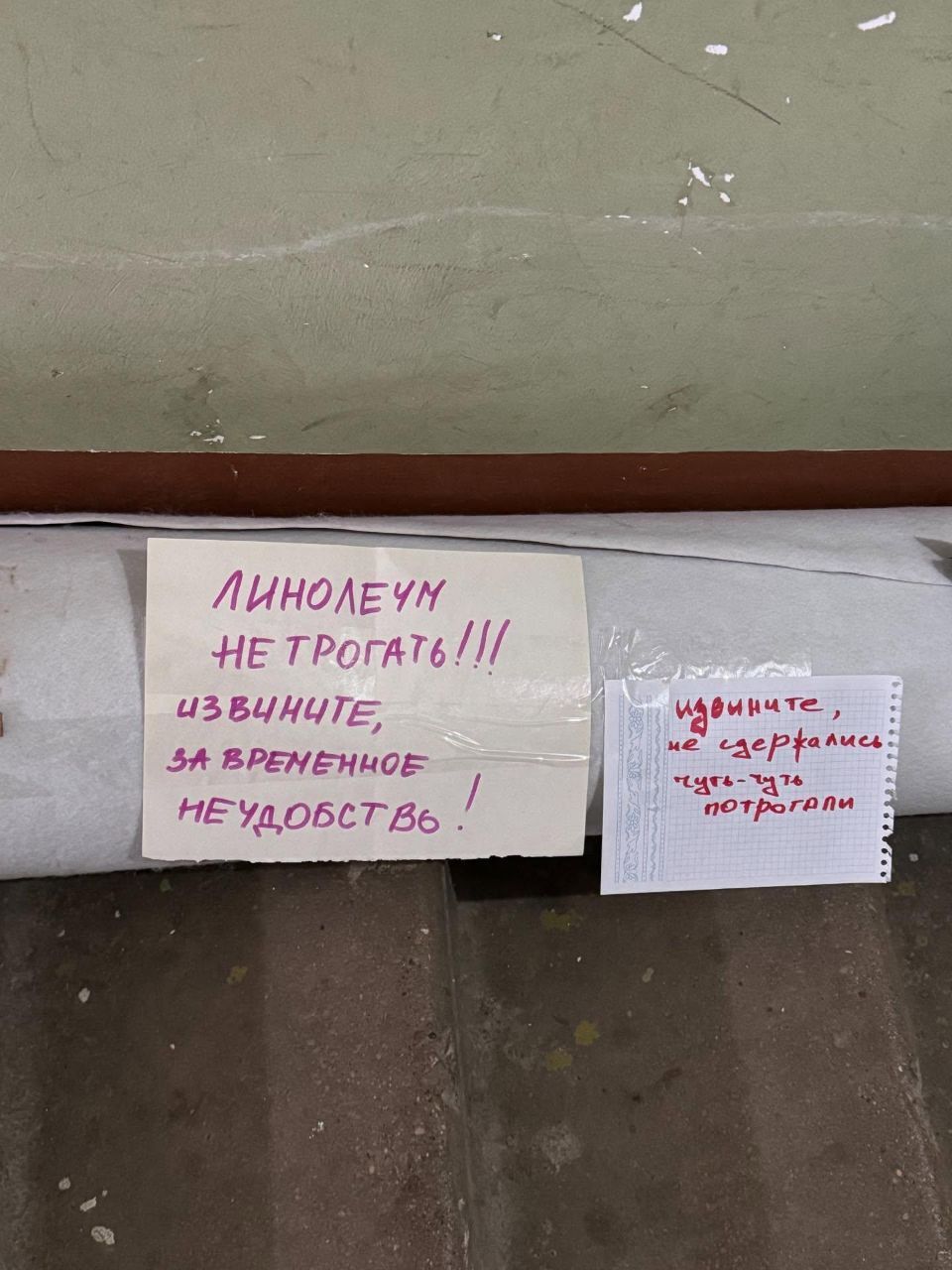 ЛИНОЛЕУМ НЕ ТРОГАТЬ!!! Извините, за временное неудобство! Извините, не удержались читать эту пару строк.