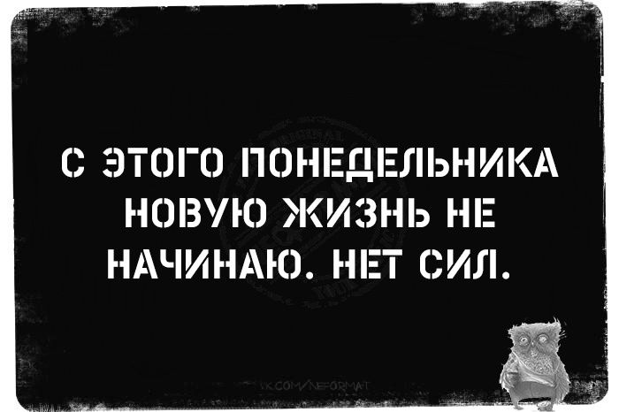 С ЭТОГО ПОНЕДЕЛЬНИКА НОВУЮ ЖИЗНЬ НЕ НАЧИНАЮ. НЕТ СИЛ.