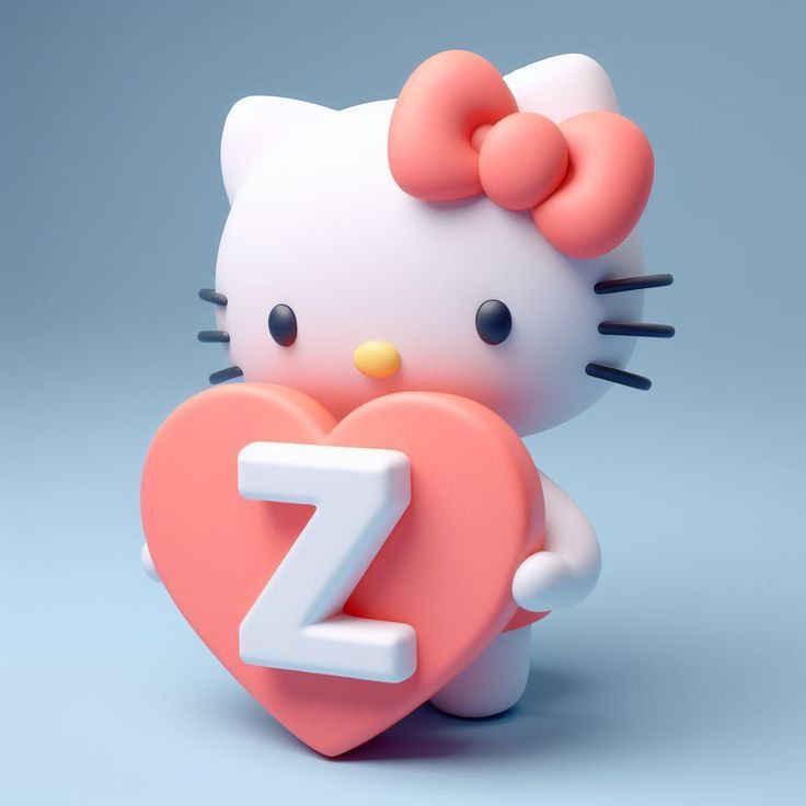 Hello Kitty holding a heart with the letter Z