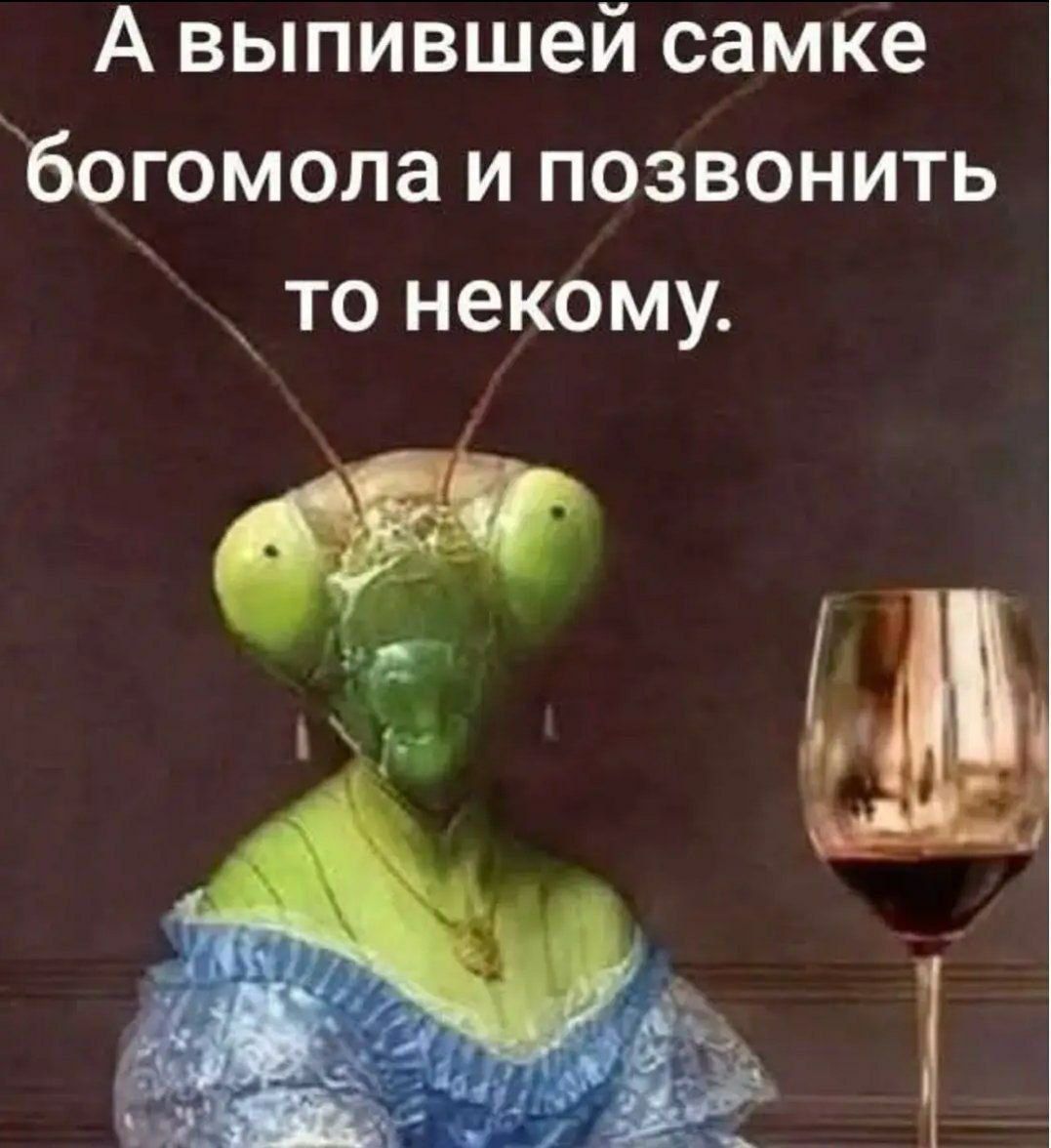 А выпившей самке богомола и позвонить то некому.