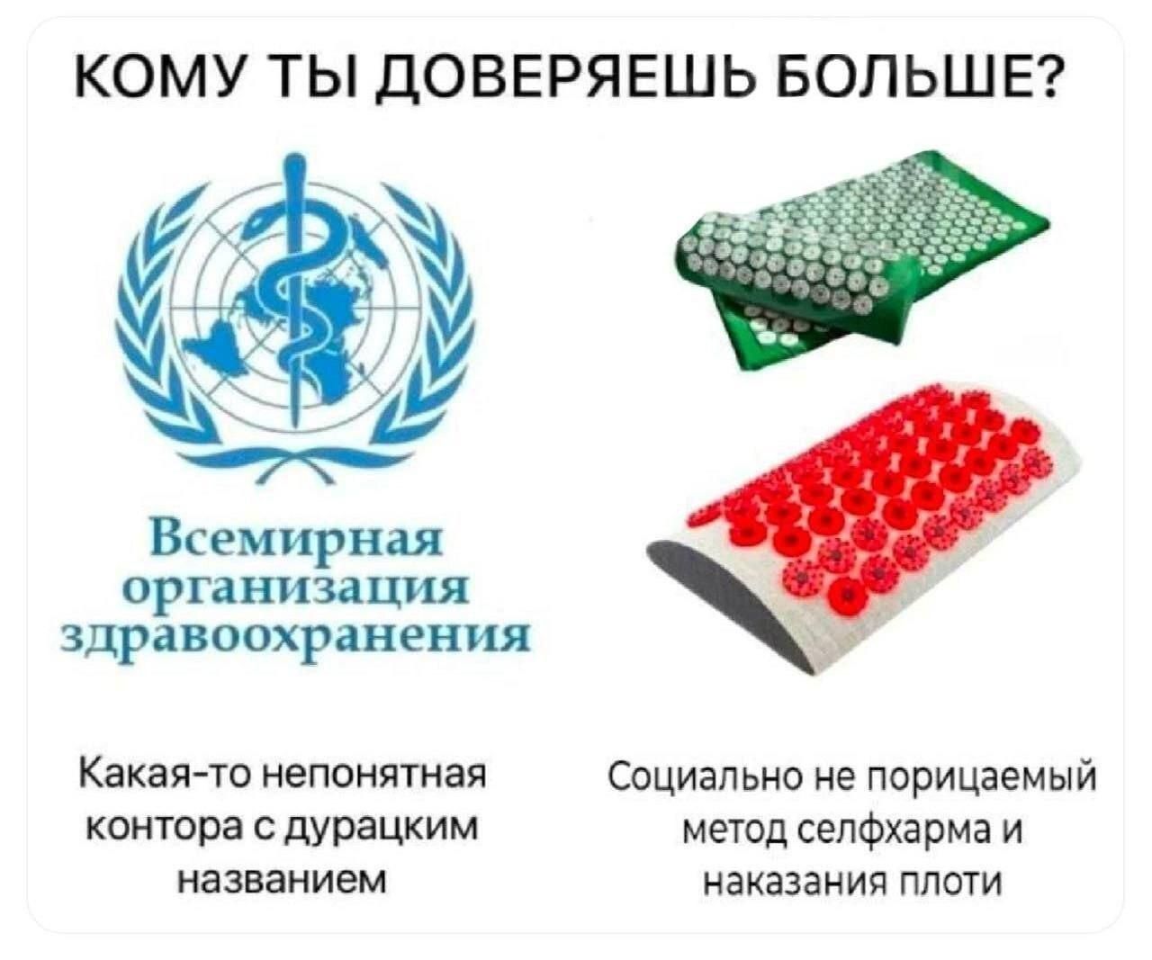 Кому ты доверяешь больше? Вселенная организация здравоохранения Какой-то непонятная контора с дурацким названием Социально не порицаемый метод селфхарма и наказания плоти