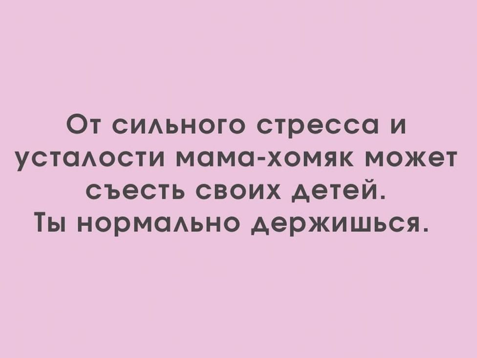 От сильного стресса и усталости мама-хомяк может съесть своих детей. Ты нормально держишься.