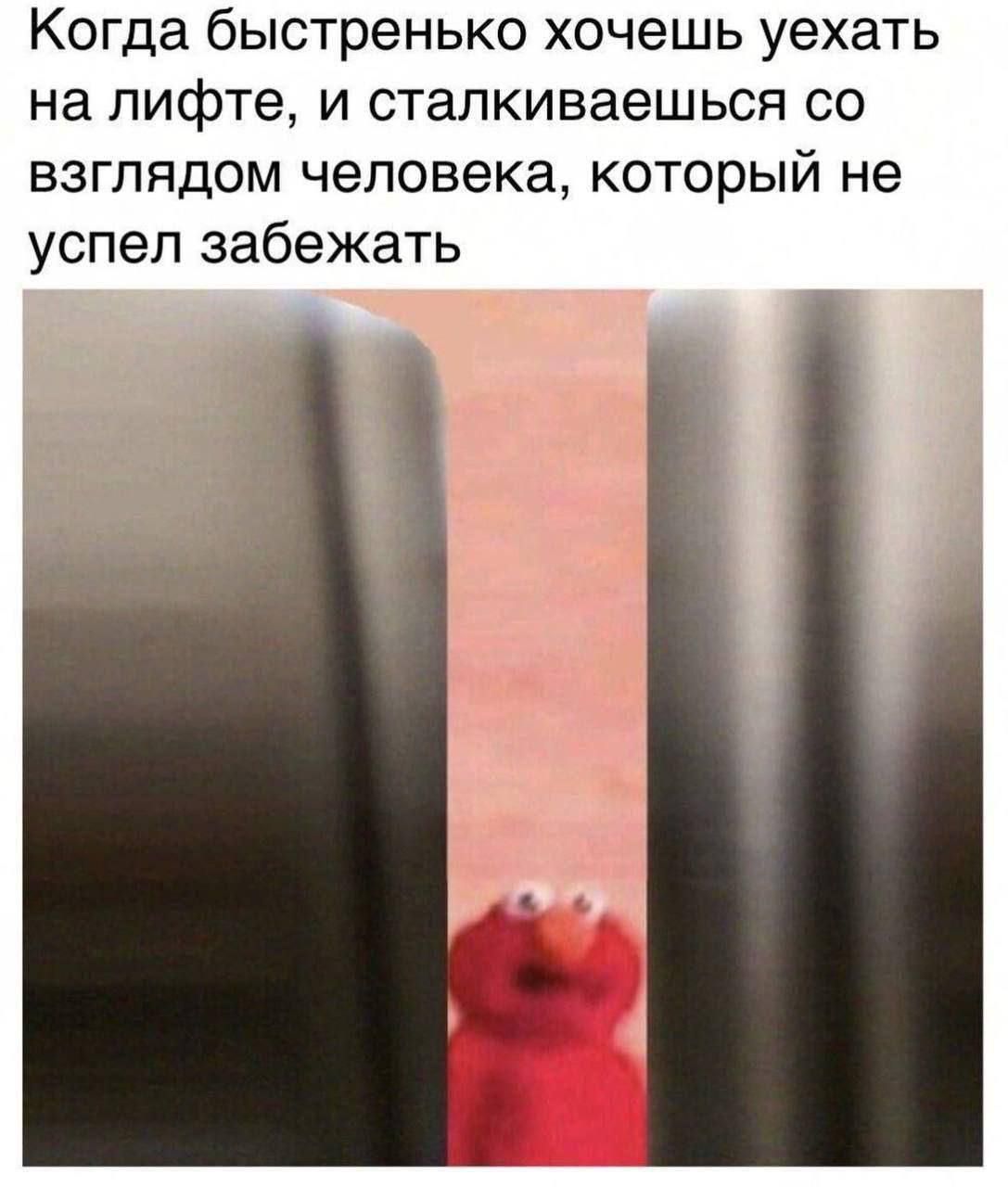 Когда быстренько хочешь уехать на лифте, и stalkиваешься со взглядом человека, который не успел забежать
