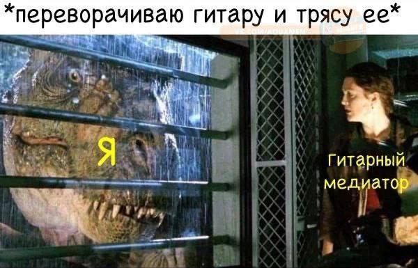 *переворачиваю гитару и трясу ее* Я Гитарный медиатор