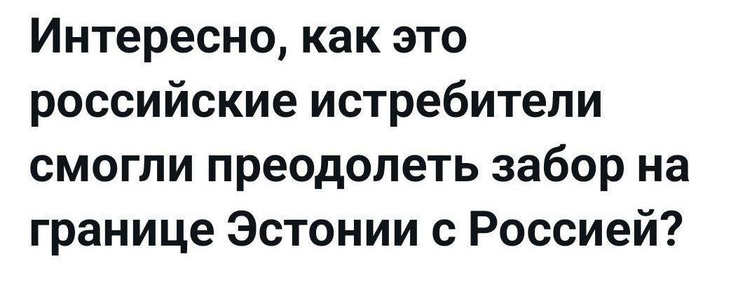 Интересно, как это российские истребители смогли преодолеть забор на границе Эстонии с Россией?